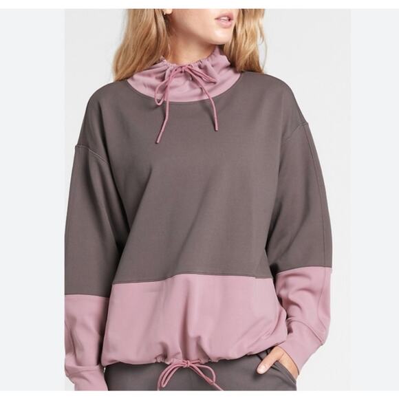 Athleta Hermosa Mock Neck Sweatshirt Cinch String Oversized Snowboard Style XS - Picture 10 of 11